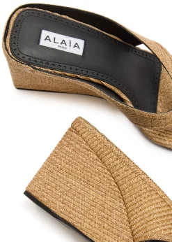 Cube 75 raffia thong wedge mules