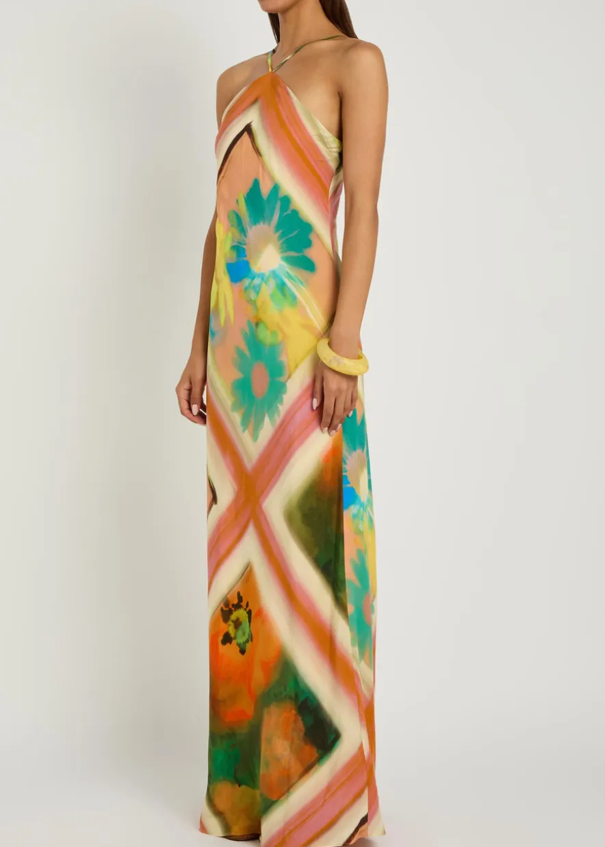 Cubism printed jersey maxi dress