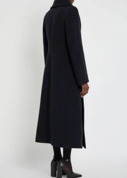 Curved wool coat