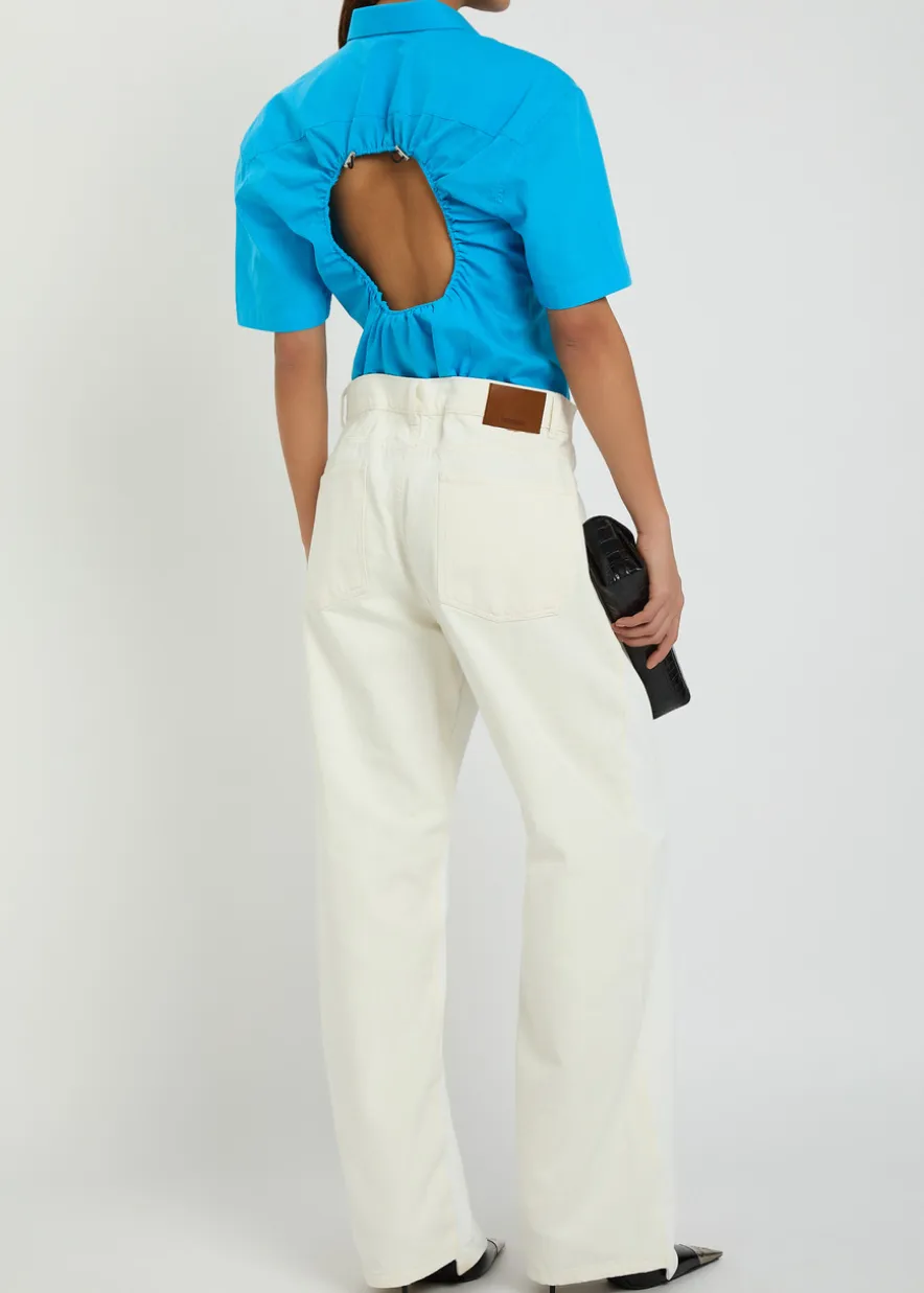 Cut out cotton-blend shirt