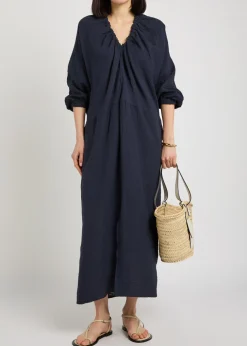 Cut-out stretch-cotton gauze midi dress