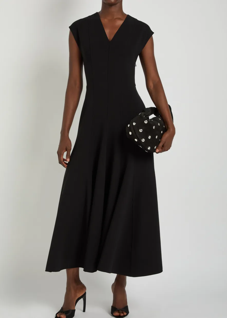 Cut-out stretch-wool midi dress