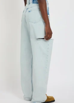 Cut-out wide-leg jeans