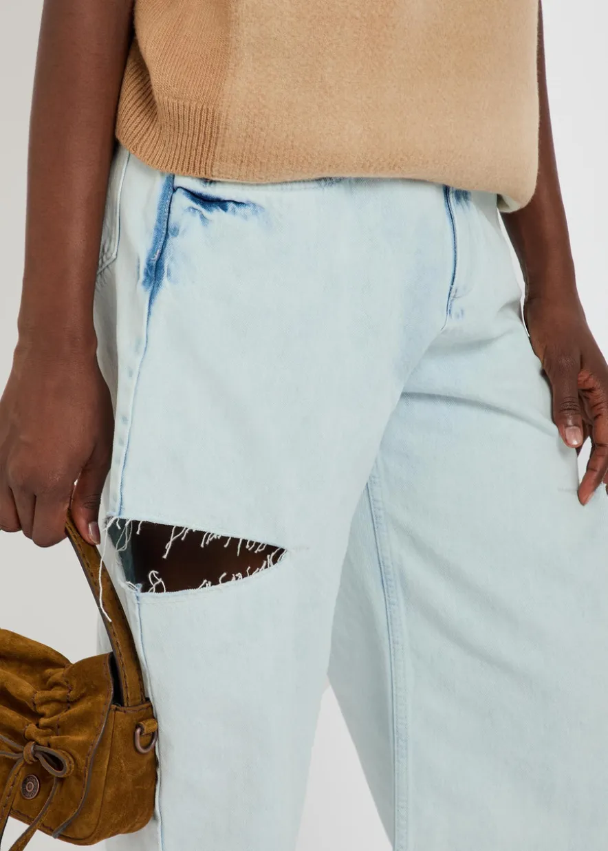 Cut-out wide-leg jeans