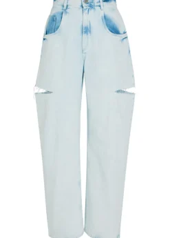 Cut-out wide-leg jeans
