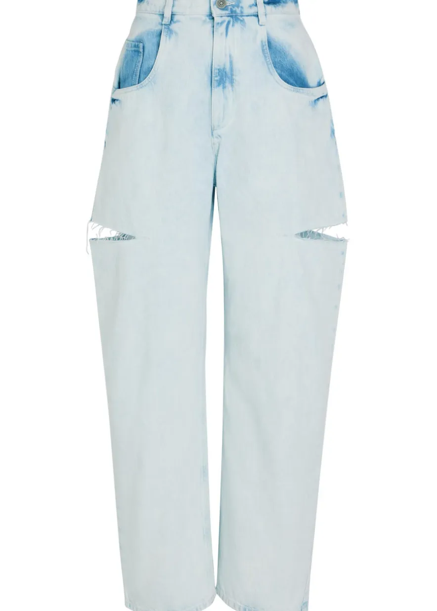 Cut-out wide-leg jeans