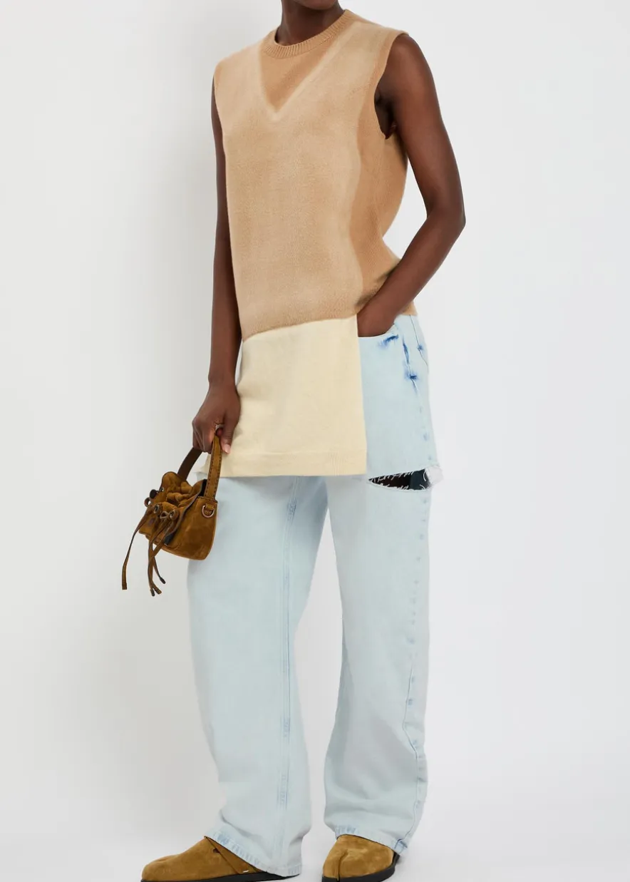Cut-out wide-leg jeans