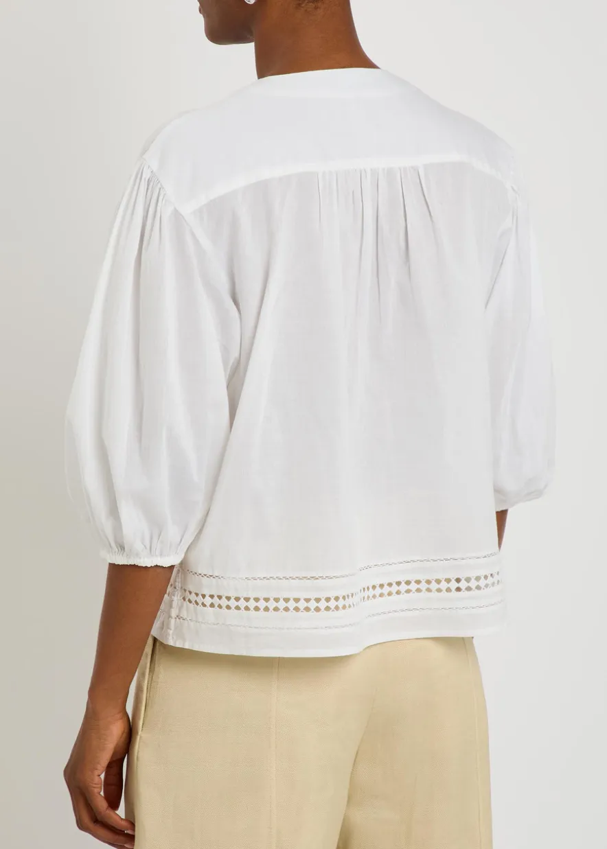 Cutwork embroidery cotton blouse