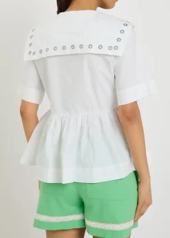 Cyrus eyelet cotton-poplin blouse