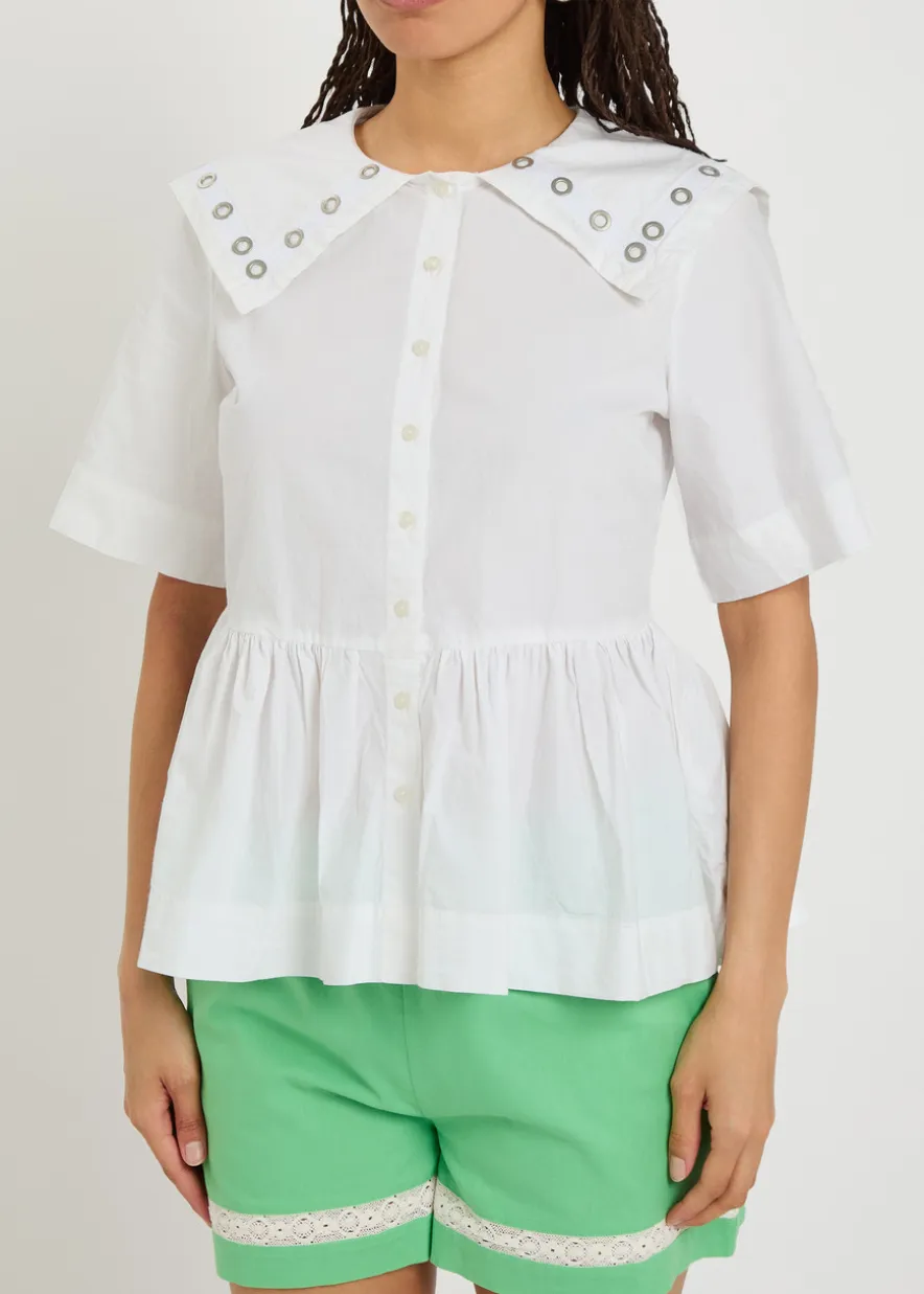 Cyrus eyelet cotton-poplin blouse