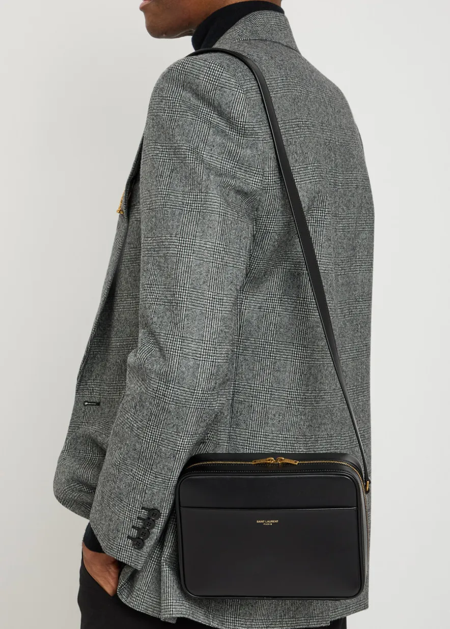 Daily Cam logo leather cross-body bag