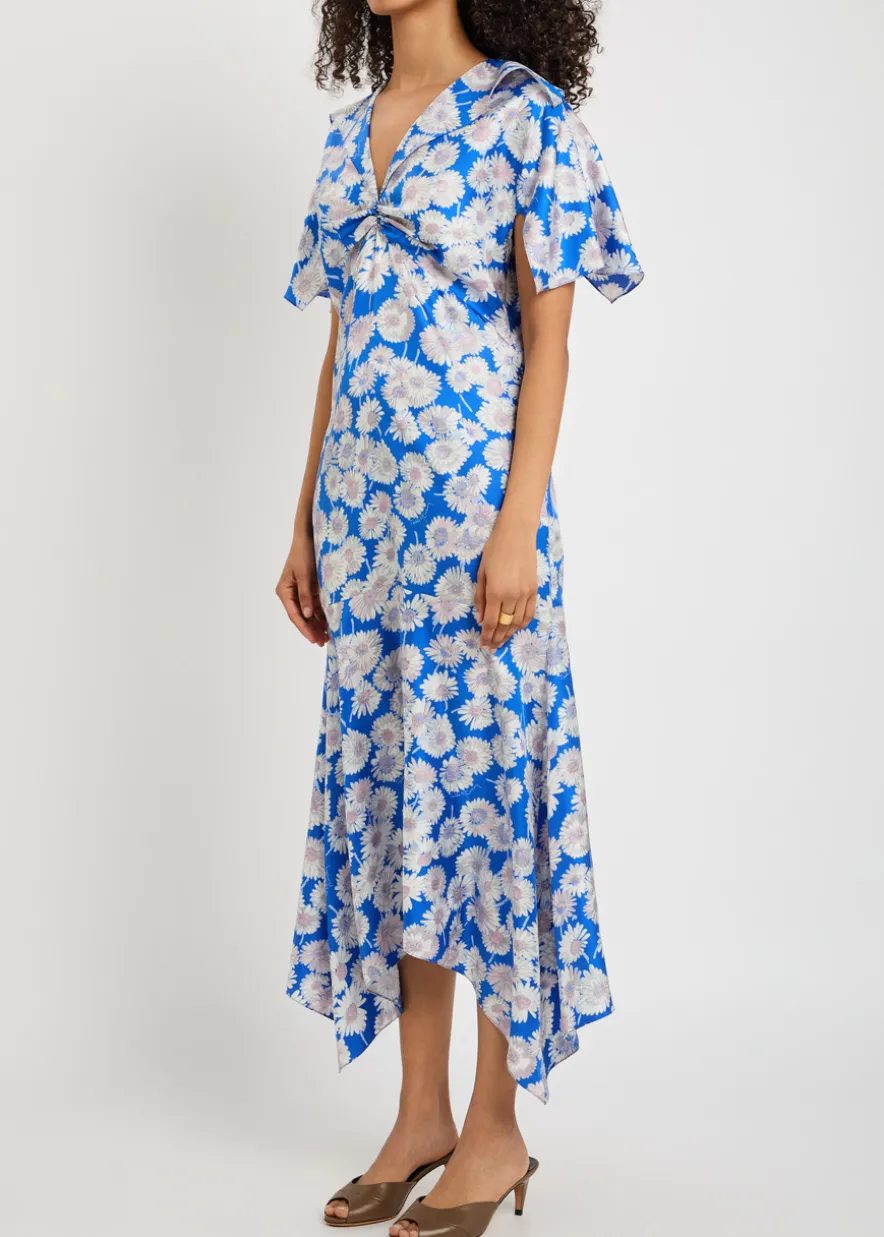 Daisy floral-print silk midi dress