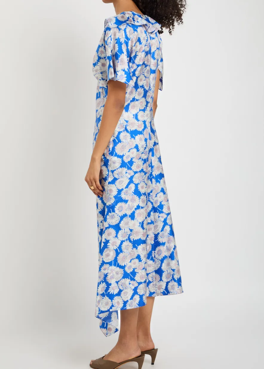 Daisy floral-print silk midi dress