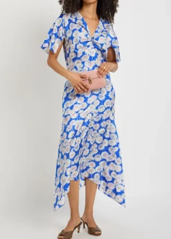 Daisy floral-print silk midi dress