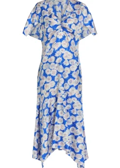 Daisy floral-print silk midi dress