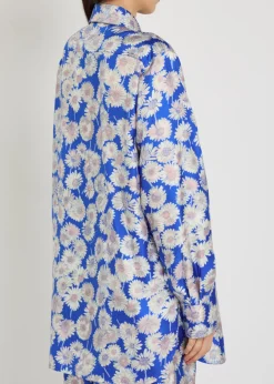 Daisy floral-print silk shirt