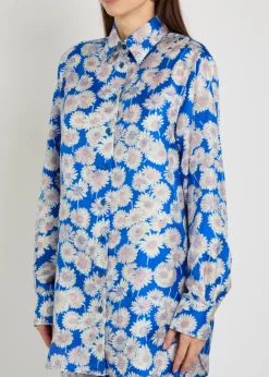 Daisy floral-print silk shirt