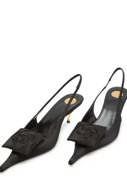 Dakota 50 floral-appliquéd satin mules