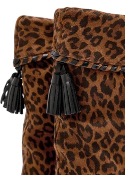 Dalby 55 leopard-print brushed suede mid-calf boots