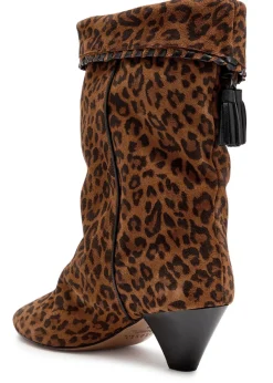 Dalby 55 leopard-print brushed suede mid-calf boots