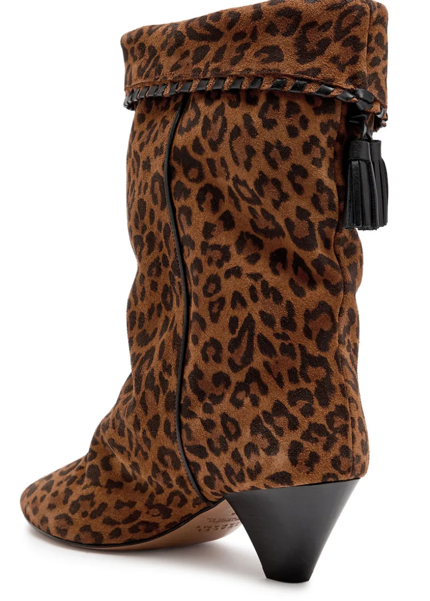 Dalby 55 leopard-print brushed suede mid-calf boots