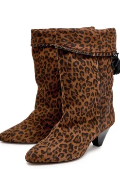 Dalby 55 leopard-print brushed suede mid-calf boots