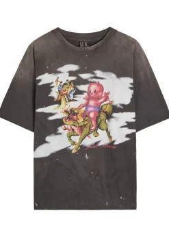 Damaged printed cotton T-shirt