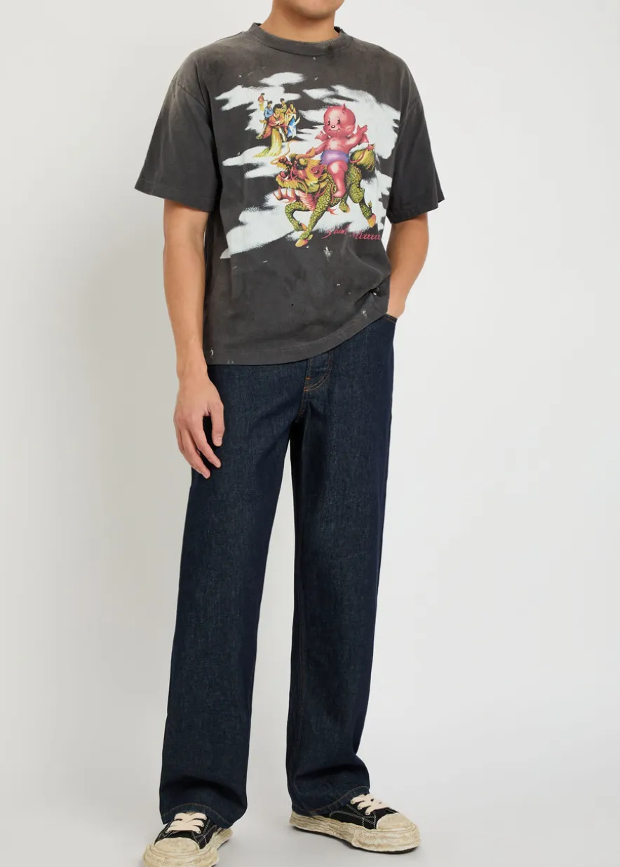 Damaged printed cotton T-shirt