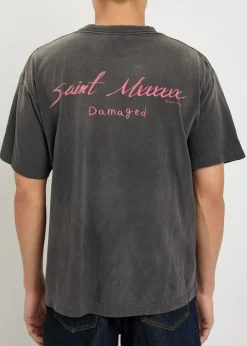 Damaged printed cotton T-shirt