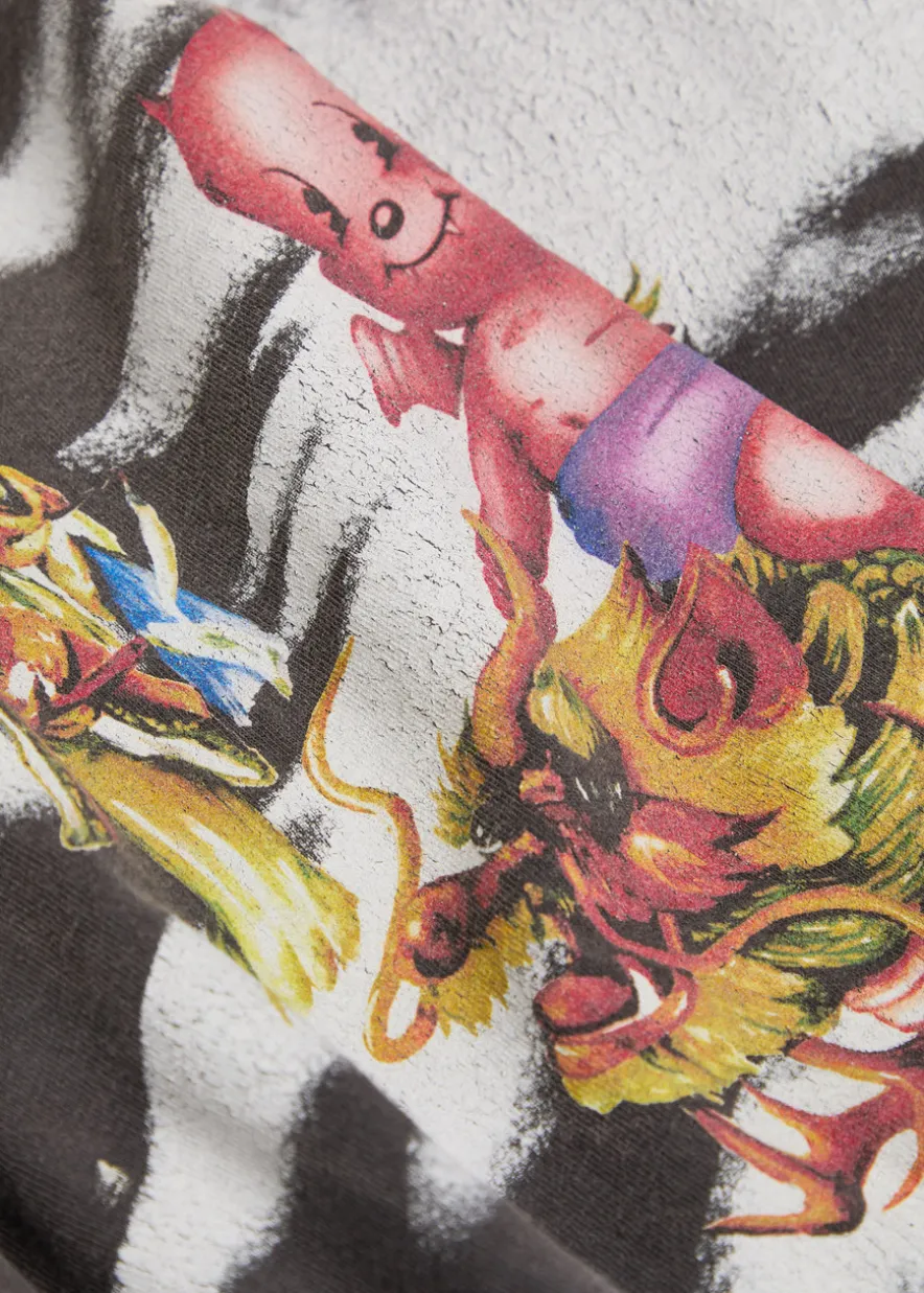 Damaged printed cotton T-shirt