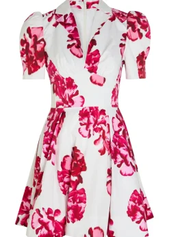 Damask floral-print stretch-cotton mini dress