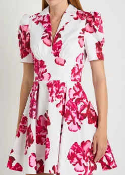 Damask floral-print stretch-cotton mini dress