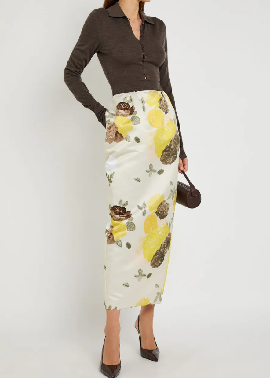 Damian floral-print midi skirt