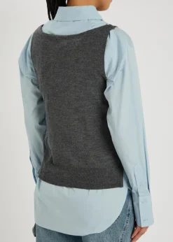 Damian layered stretch-cotton poplin shirt