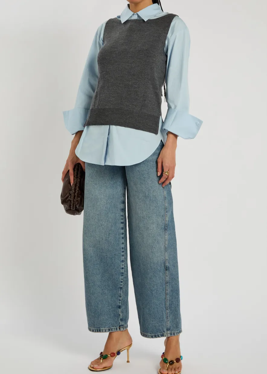 Damian layered stretch-cotton poplin shirt