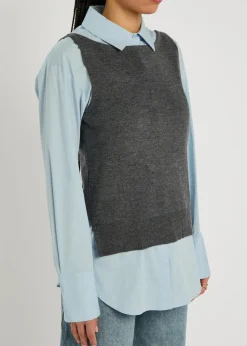 Damian layered stretch-cotton poplin shirt