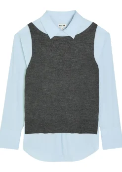 Damian layered stretch-cotton poplin shirt