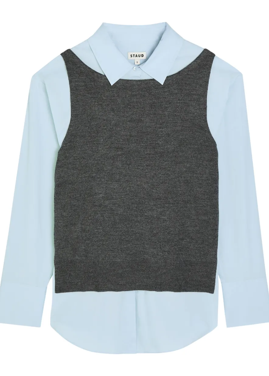 Damian layered stretch-cotton poplin shirt
