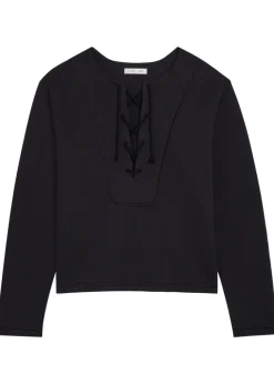 Daphne lace-up cotton sweatshirt