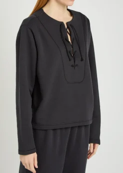 Daphne lace-up cotton sweatshirt