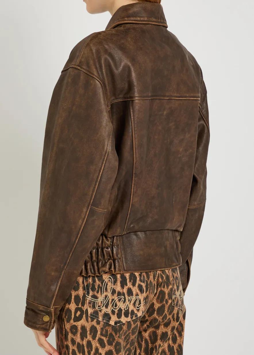 Daphne panelled leather jacket