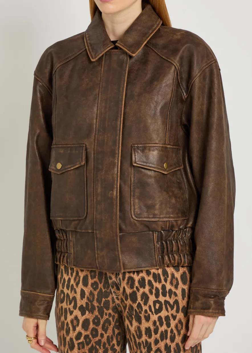 Daphne panelled leather jacket
