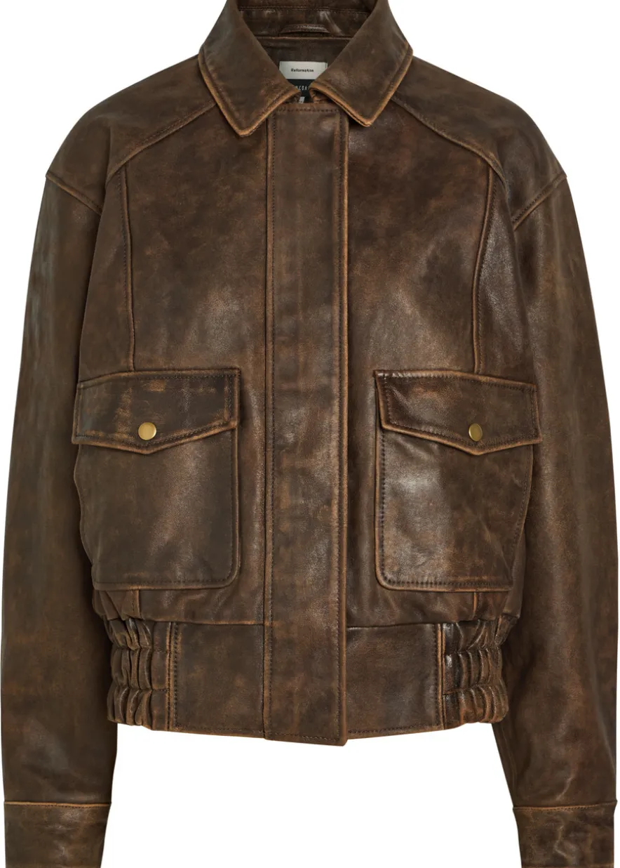 Daphne panelled leather jacket