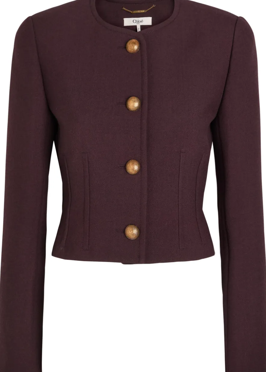 Darted cropped wool jacket