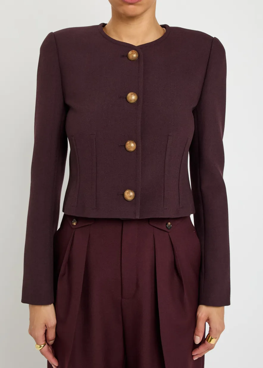 Darted cropped wool jacket