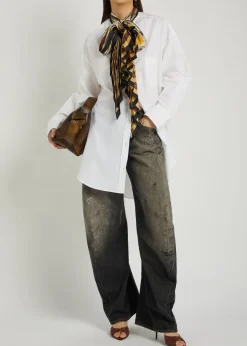 Dasca printed neck-tie cotton-poplin shirt