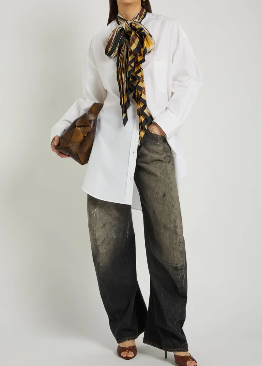 Dasca printed neck-tie cotton-poplin shirt