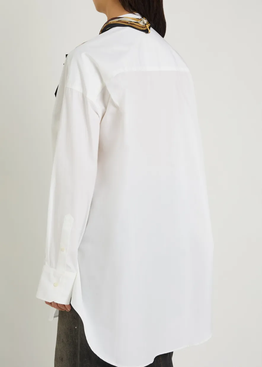 Dasca printed neck-tie cotton-poplin shirt