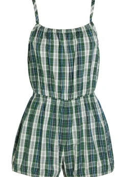 Dassia checked cotton-poplin romper