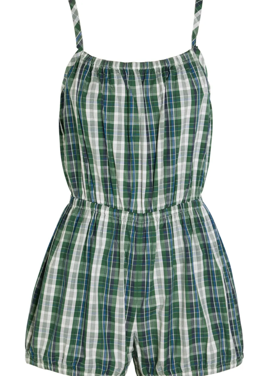 Dassia checked cotton-poplin romper